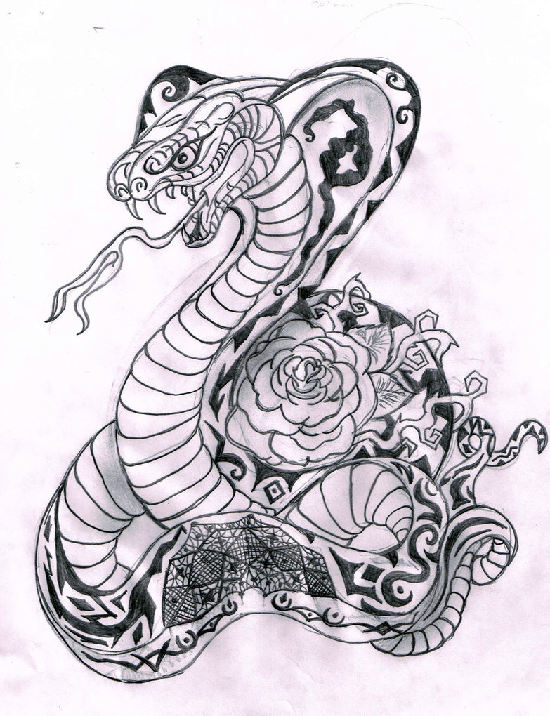 783x1020 Drawn Tattoo King Cobra - King Cobra Snake Sketch