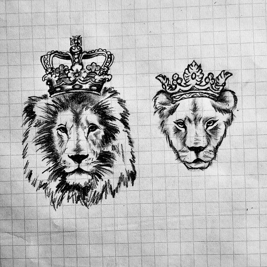 540x540 Matching Tattoos Couple Tattoos King And Queen Lion Crown Sketch - King Crown Sketch