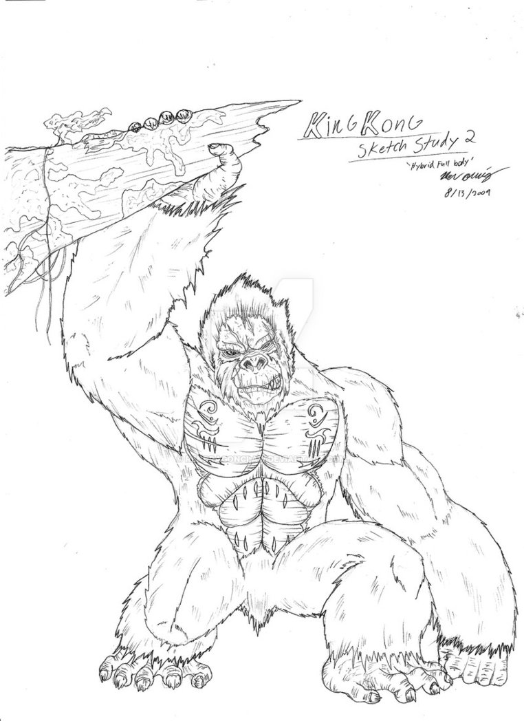762x1048 King Kong Sketch Study 2 By Rendragonclaw - King Kong Sketch