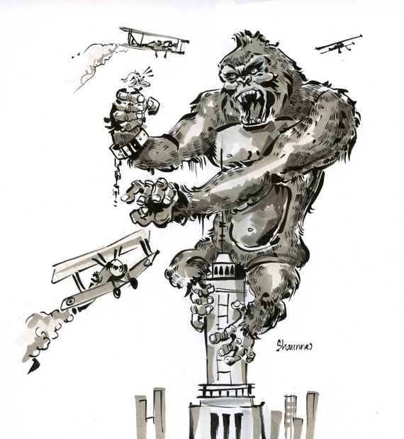570x618 King Kong Original Sketch Etsy - King Kong Sketch