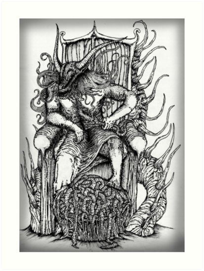 413x549 King Of Hell Sketch Art Prints By Oneportraitart Redbubble - King Sketch
