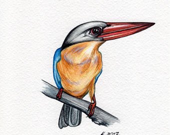 340x270 Kingfisher Sketch Etsy - Kingfisher Sketch