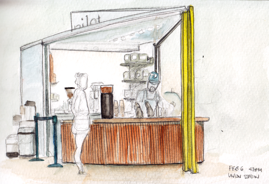 875x600 A New Coffee Kiosk - Kiosk Sketch