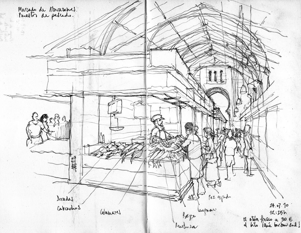 1024x793 Main Market, Fish Kiosk An Inner View Of The - Kiosk Sketch