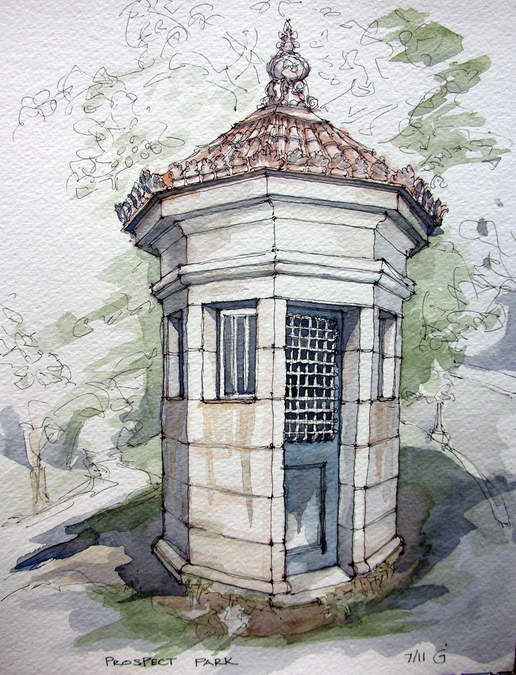 1006x1315 Park Slope Sketch Prospect Park Kiosk - Kiosk Sketch