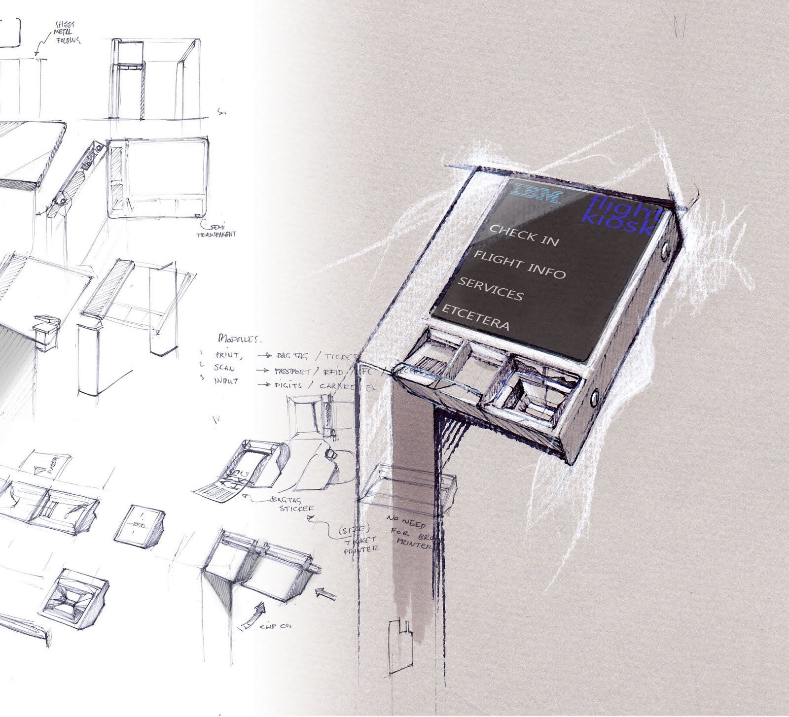 1600x1455 A Hiep Of Design Airline Kiosk Concept - Kiosk Sketch