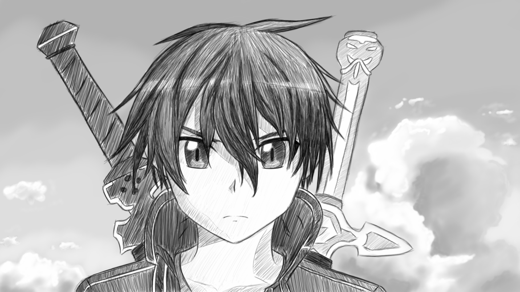1024x576 Kirito Sketch By W0lfix - Kirito Sketch
