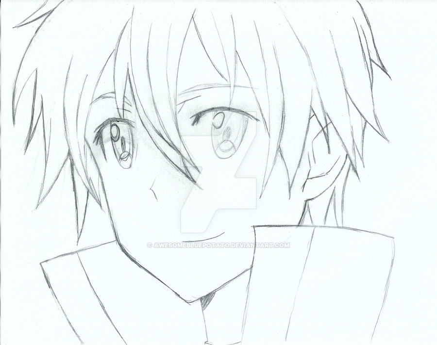 900x711 Kirito Sketch By Awesomebluepotato - Kirito Sketch