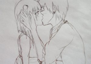 300x210 Pencil Drawing Kiss Picture Pencil Sketch Pics Of Couples Kissing - Kiss Pencil Sketch