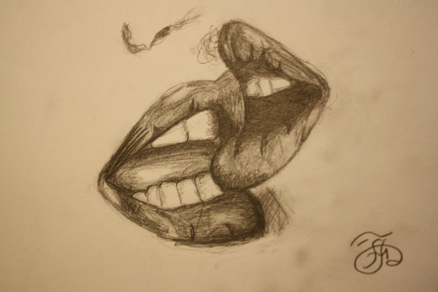 900x601 Drawn Sketch Lip Kiss - Kiss Sketch