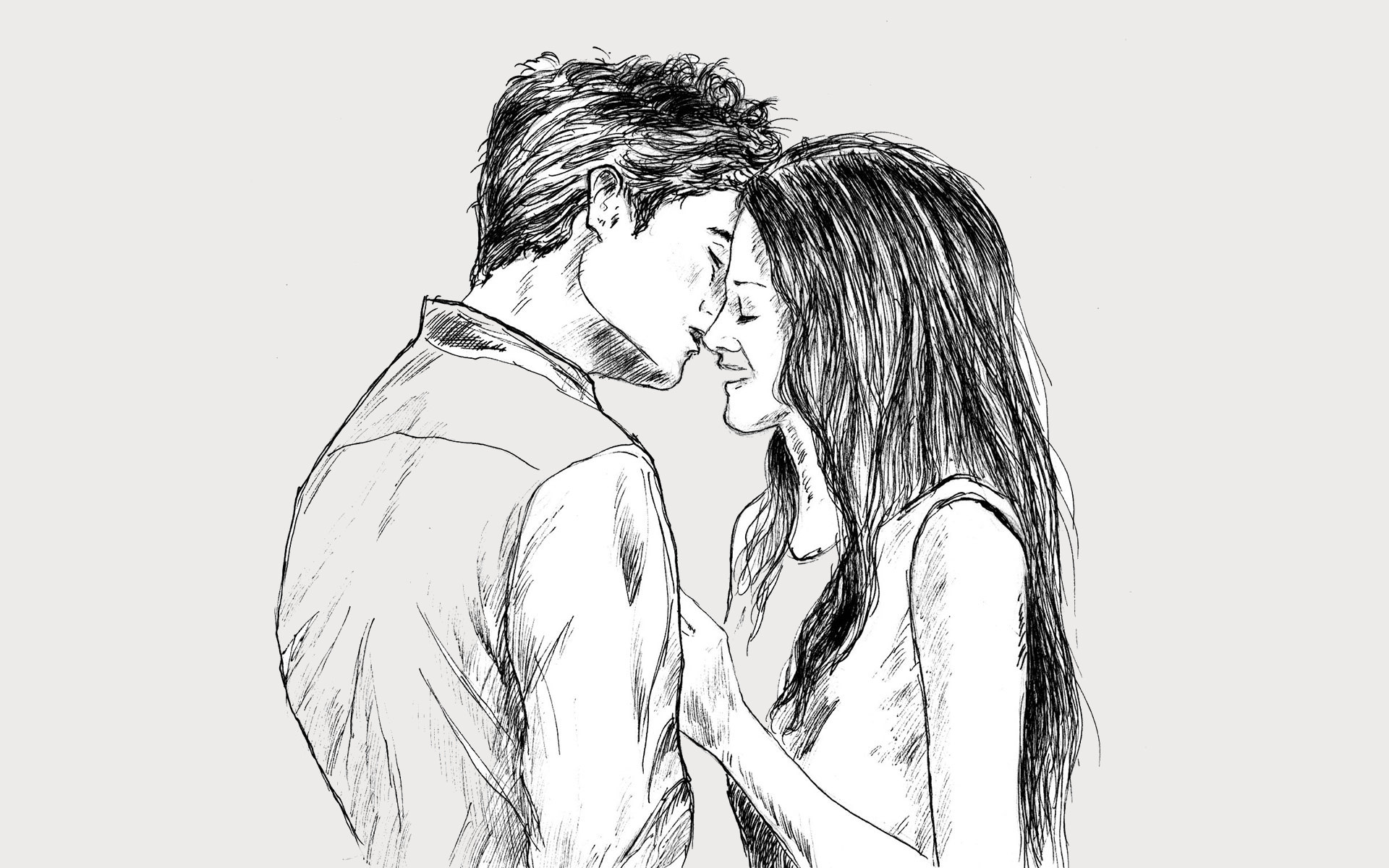 1920x1200 Love Drawings, Pencil Drawings, Sketches Freecreatives - Kiss Sketch