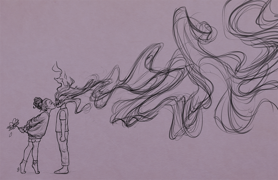 900x582 Kiss (Sketch) By Joifish On Newgrounds - Kiss Sketch