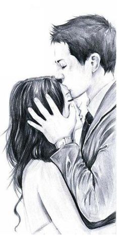 236x483 Forehead Kiss Drawing - Kiss Sketch