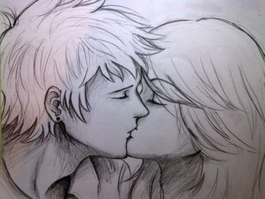 372x279 Drawn Kissing Sketch - Kiss Sketch Image