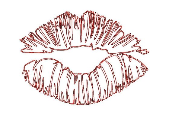 570x420 Kiss Machine Embroidery Design. Kiss Lips Sketch Doodle Design Etsy - Kissing Lips Sketch
