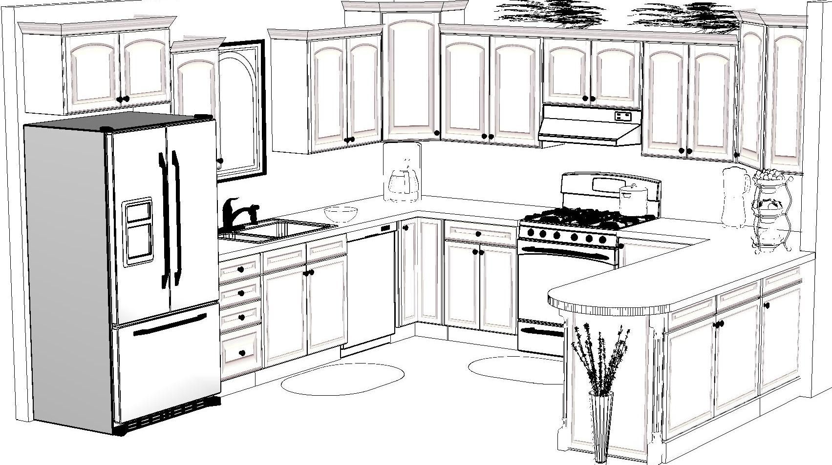 Kitchen Cabinet Sketch at PaintingValley.com | Explore collection of