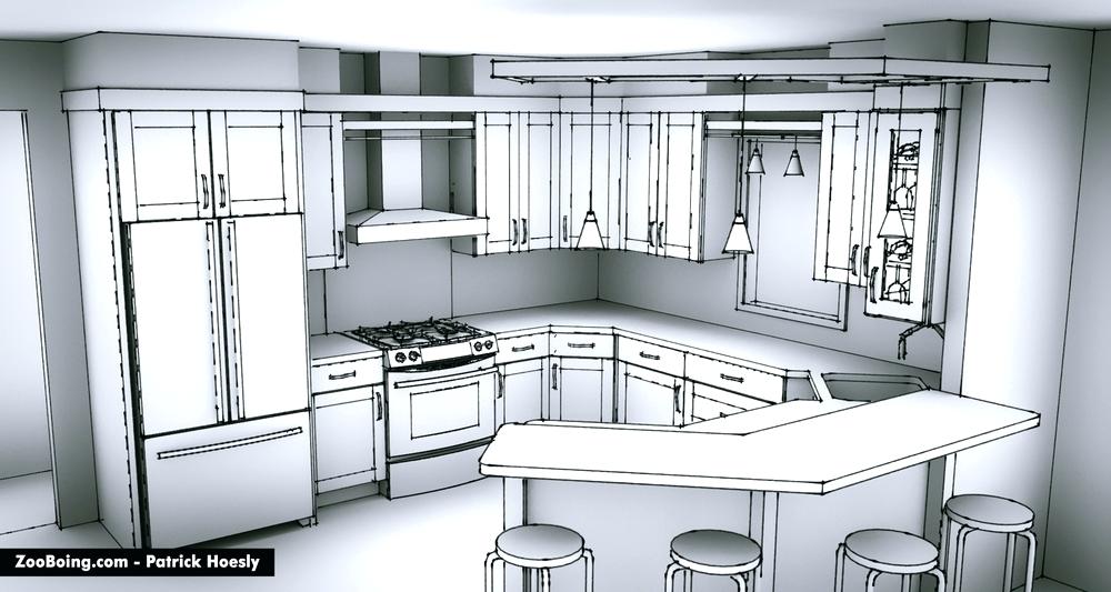 1000x533 Sketchy Kitchen Renderings Illustrations Kitchen Design Sketch - Kitchen Cabinet Sketch