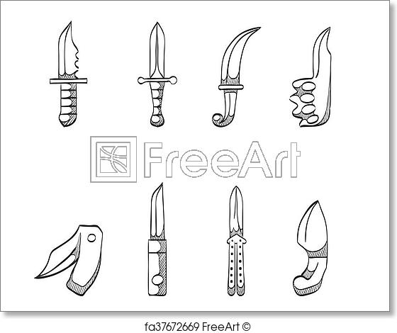 560x470 Free Art Print Of Sketch Icons - Kitchen Knife Sketch