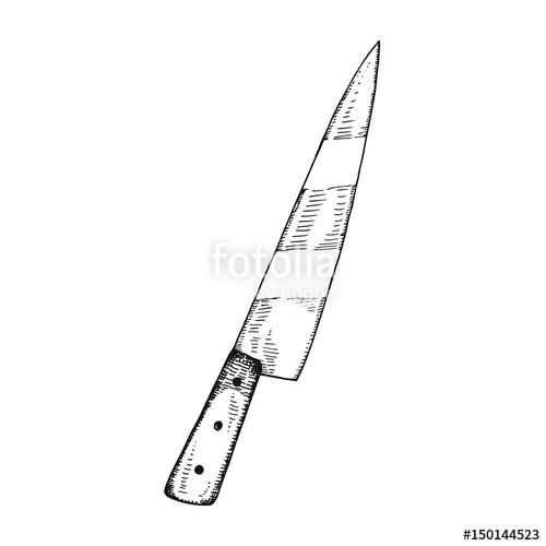 500x500 Kitchen Knife Sketch Vector Stock Image And Royalty Free Vector - Kitchen Knife Sketch