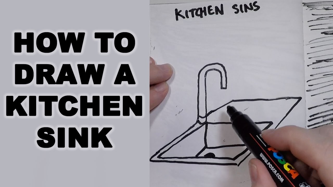 1280x720 How To Draw A Kitchen Sink - Kitchen Sink Sketch