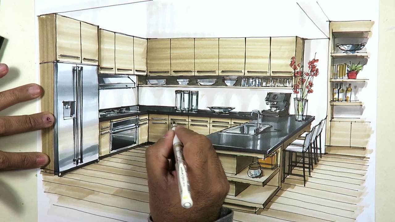 1280x720 Kitchen Sketch With Markers - Kitchen Sketch