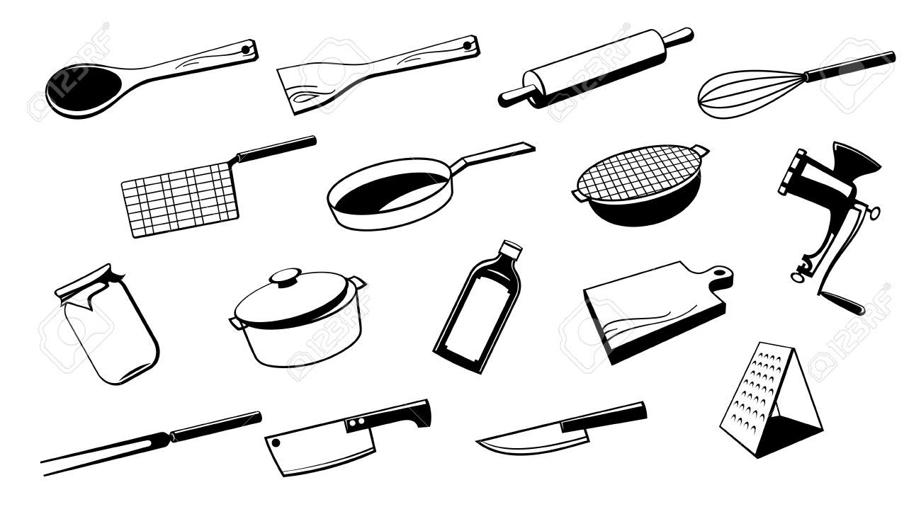 1300x726 Kitchen Utensils Drawing Designs Inspiration Sketch Vector 843543 - Kitchen Utensils Sketch