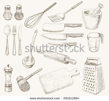 450x417 Collection Of Kitchen Items Drawing High Quality, Free - Kitchen Utensils Sketch
