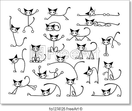 560x470 Free Art Print Of Kitty Cats. Collection Of Cat Sketches In - Kitty Cat Sketch