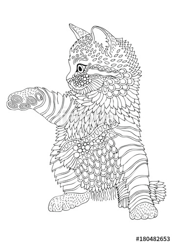 354x500 Hand Drawn Kitty. Sketch For Anti Stress Adult Coloring Book In - Kitty Sketch