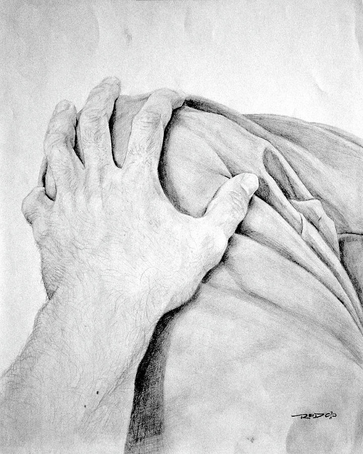 720x900 Hand On Knee Drawing By Christopher Reid - Knee Sketch