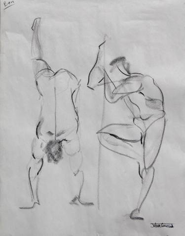 375x477 Handstand Amp Knee Drawing By Julian Gravesande Saatchi Art - Knee Sketch
