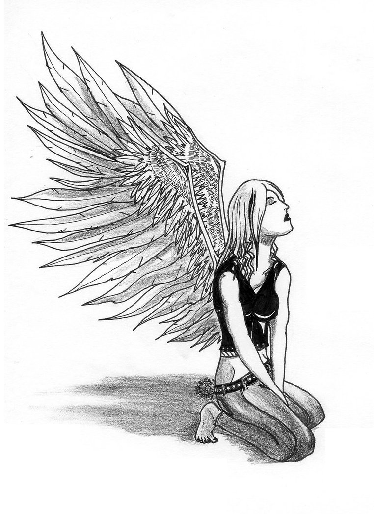 Kneeling Angel By Rebeladdiction - Kneeling Angel Sketch. 