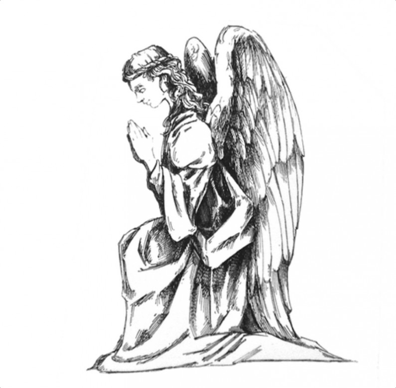 795x780 Giant Kneeling Angel Artwork Barrango, Mfg - Kneeling Angel Sketch