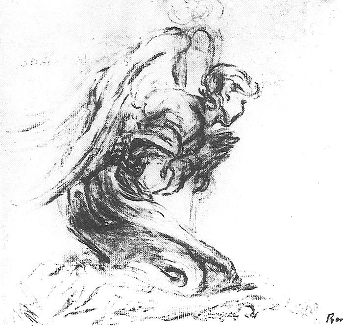 700x666 Wing Sketchuniverse - Kneeling Angel Sketch