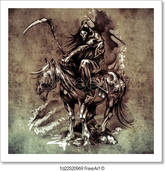 561x581 Free Art Print Of Sketch Of Tattoo Art, Medieval Warrior With - Knight On Horse Sketch