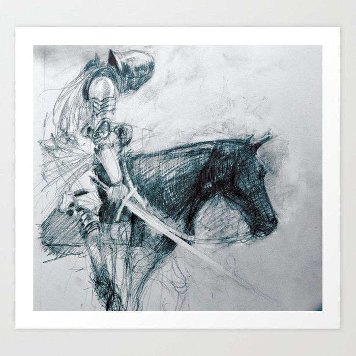 700x700 Knight Early Concept Sketch (Kin Film) Art Print By Kinfables - Knight On Horse Sketch