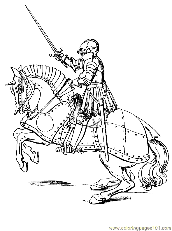 590x792 Knights And Castles Coloring Pages Coloring Pages Castle Knight - Knight On Horse Sketch