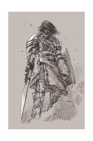 325x488 Futuristic Knight With Blade,drawing,sketch Prints By Tithi - Knight Sketch
