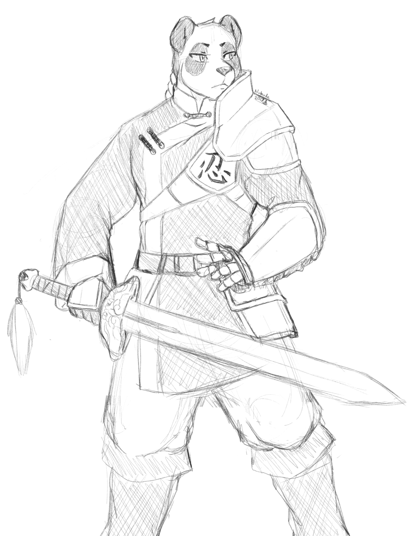 1312x1706 Sketch Panda Knight By Nukde - Knight Sketch