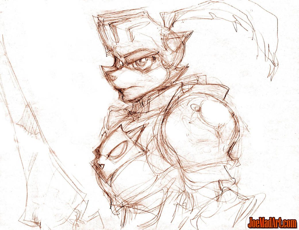 1040x800 Sly Cooper Knight Concept Art Sketch - Knight Sketch