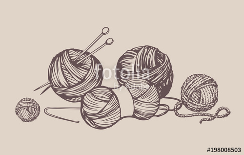 500x317 Knitting. Vector Drawing Stock Image And Royalty Free Vector - Knitting Sketch