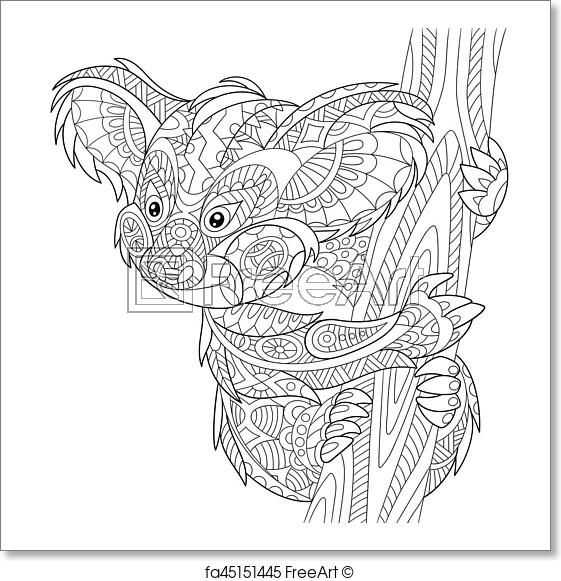 561x581 Free Art Print Of Zentangle Stylized Koala Bear. Zentangle - Koala Bear Sketch