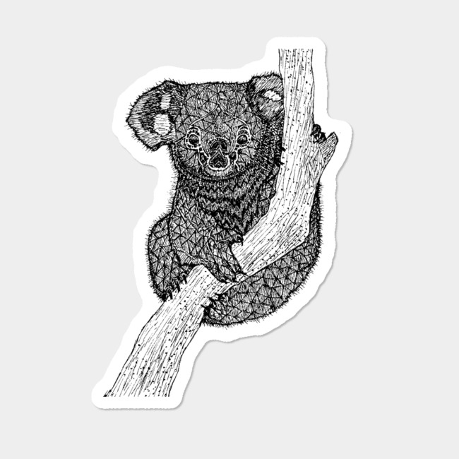 650x650 Koala Sketch Sticker By Hinterlund Design By Humans - Koala Bear Sketch