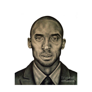 300x300 Kobe Bryant Black And White Print Drawing By Rabab Ali - Kobe Sketch