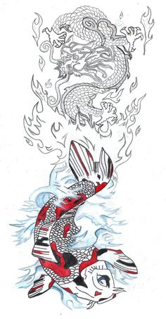 236x453 42 Best Koi Dragon Tattoo Drawings Images Fish - Koi Dragon Sketch