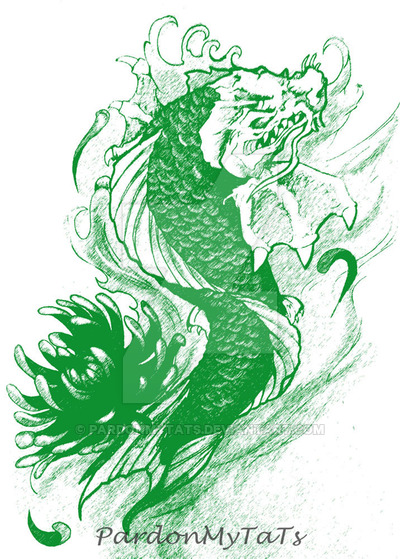 400x559 Koi Dragon Sketch By Pardonmytats - Koi Dragon Sketch