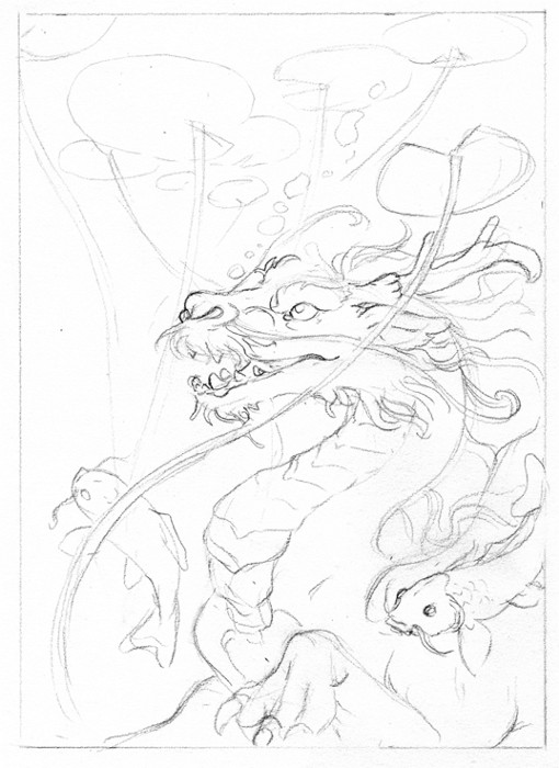 510x700 Koi Dragon Sketch By Hbruton - Koi Dragon Sketch