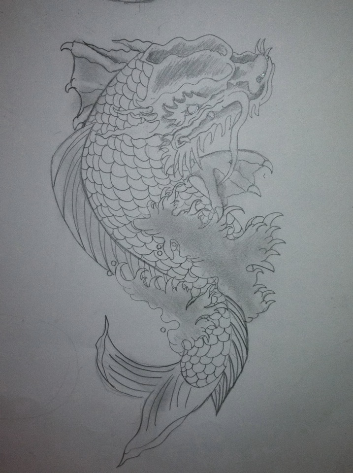 717x960 Koi Dragon Monica Yoshimura - Koi Dragon Sketch