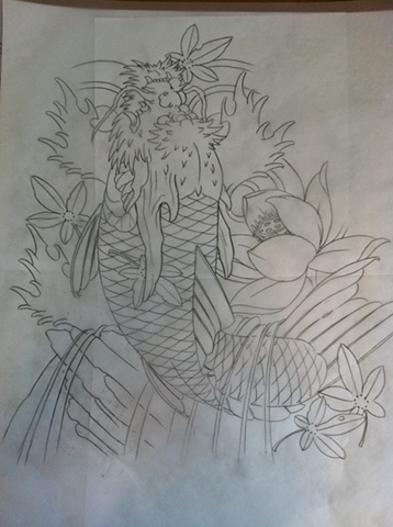 358x480 - Koi Dragon Sketch