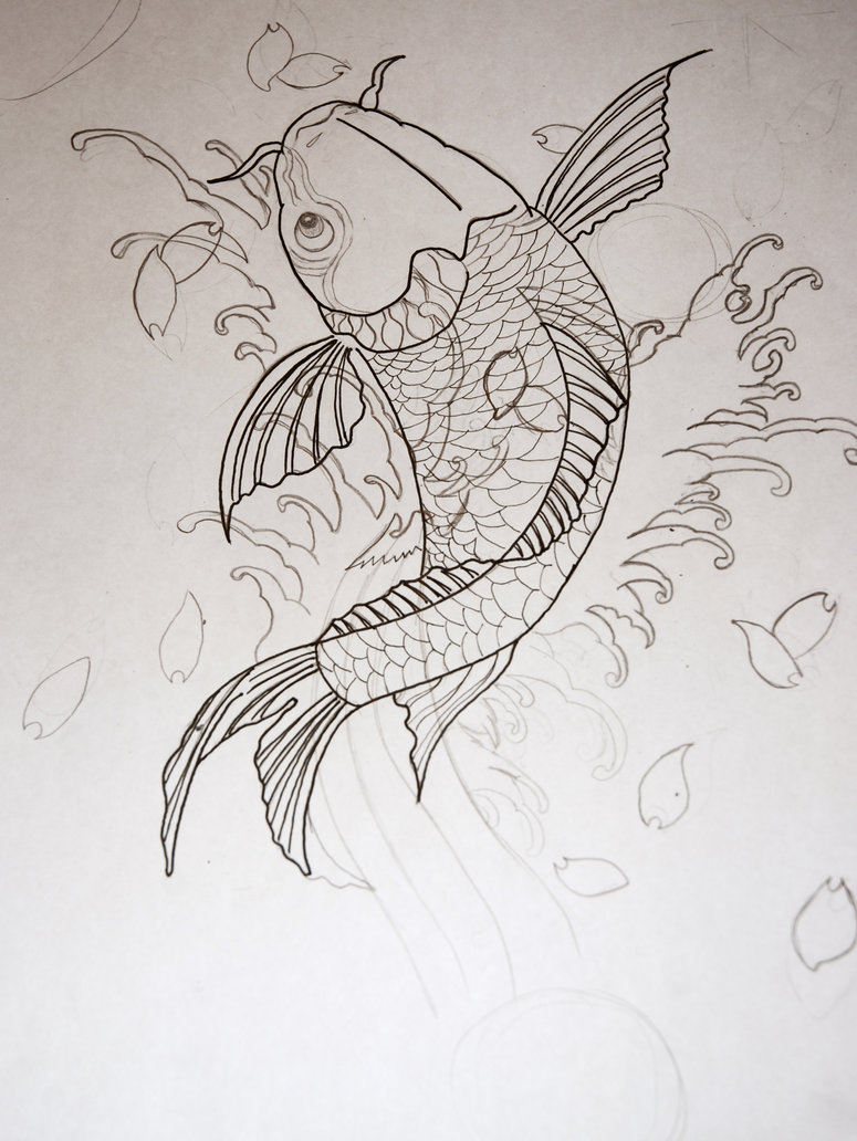 Koi Fish Sketch at PaintingValley.com | Explore collection of Koi Fish ...
